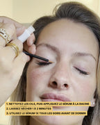 Application du sérum à la racine des cils, à l'institut